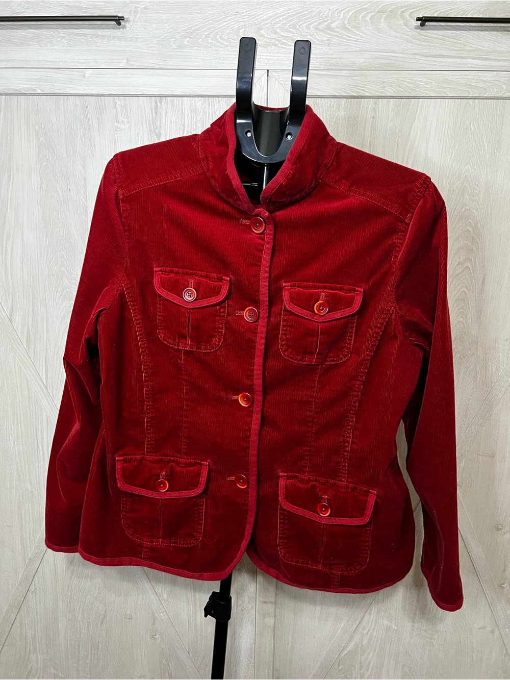 L.L. Bean Crimson Red Corduroy Utility Field Jacket L 🍁
